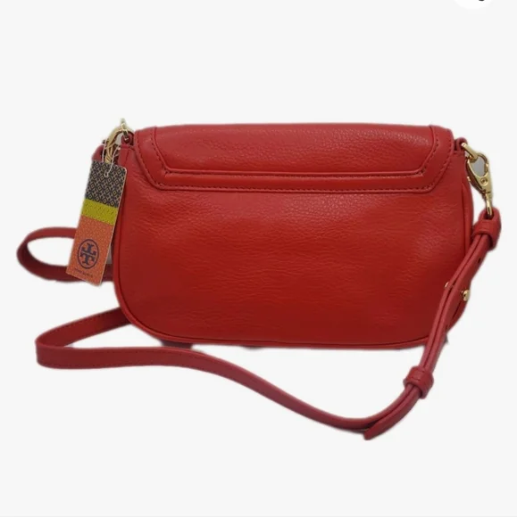 Tory Burch Cross Body Bag pebbled leather Red
